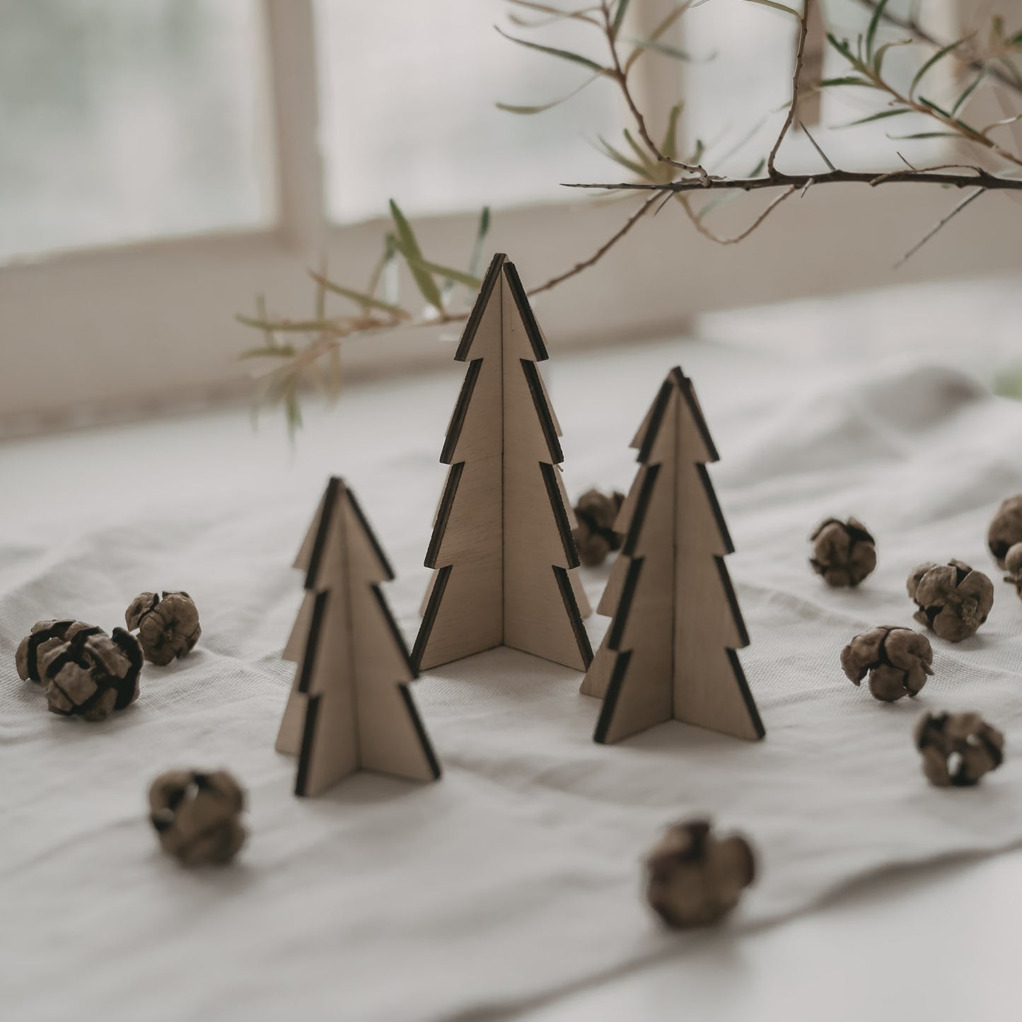 3er Set Tannenbäume klein natur |Eulenschnitt