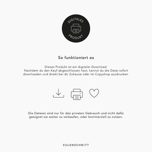 Einzelne Schritte, wenn man einen Cake-Topper von Eulenschnitt kauft. Downloaden, ausdrucken, aufhängen und freuen.