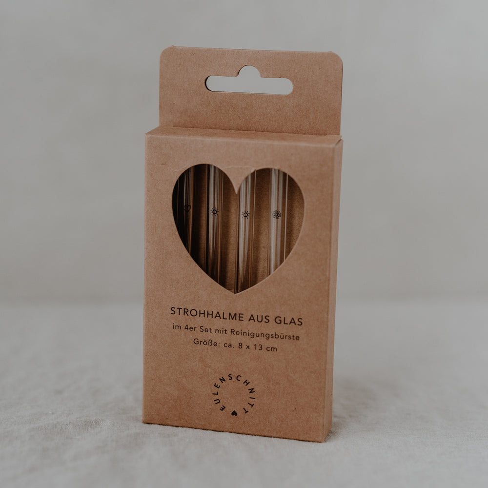 Pailles en verre Été Noir 13cm en lot de 4