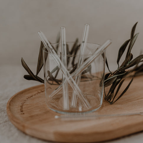 Pailles en verre Été Noir 13cm en lot de 4