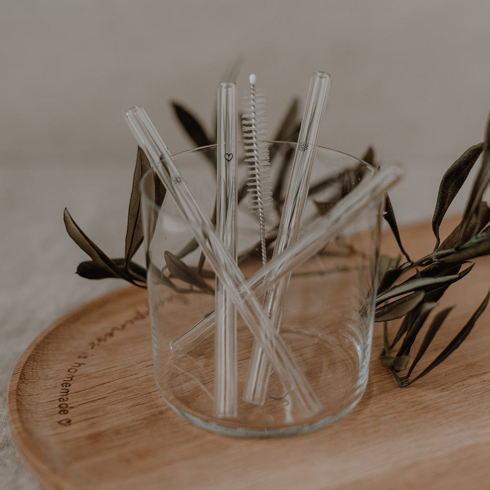 Pailles en verre Été Noir 13cm en lot de 4