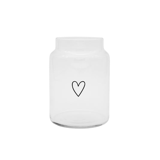 Vaso grande in vetro a forma di cuore