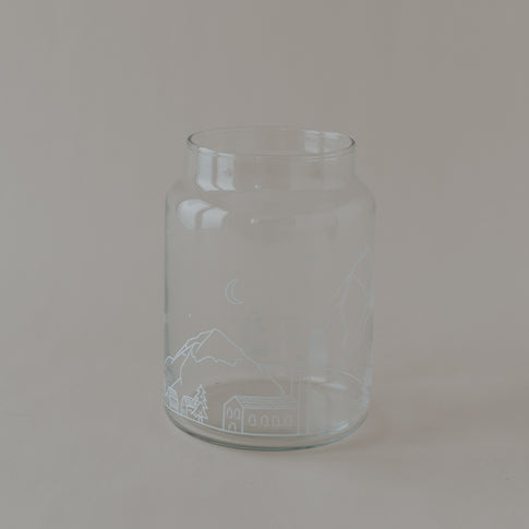 Vase aus Glas groß Schneelandschaft