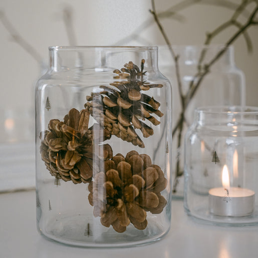 Vase aus Glas groß Tannen