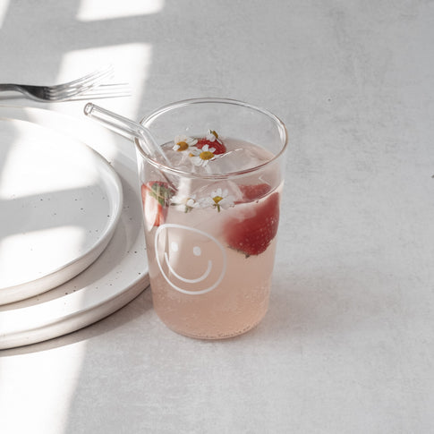 Trinkglas Smiley weiß | Eulenschnitt 