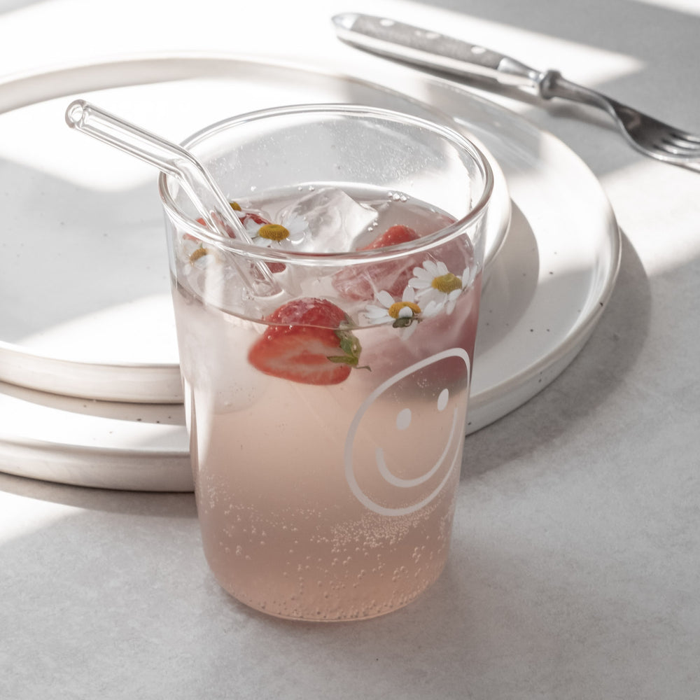 Trinkglas Smiley weiß | Eulenschnitt 