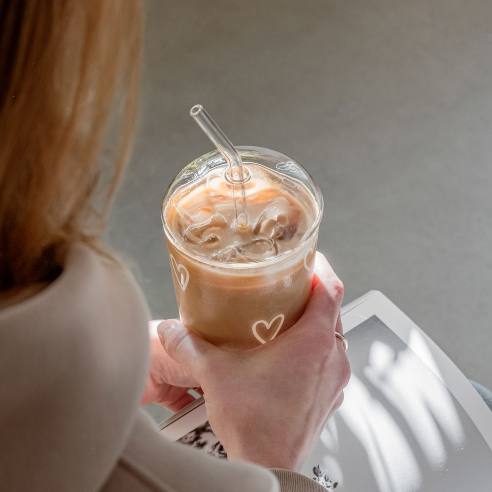 Trinkglas Herzen weiß | Eulenschnitt 