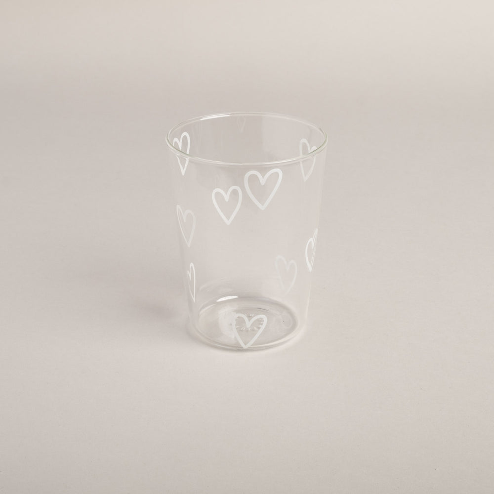 Trinkglas Herzen weiß | Eulenschnitt 