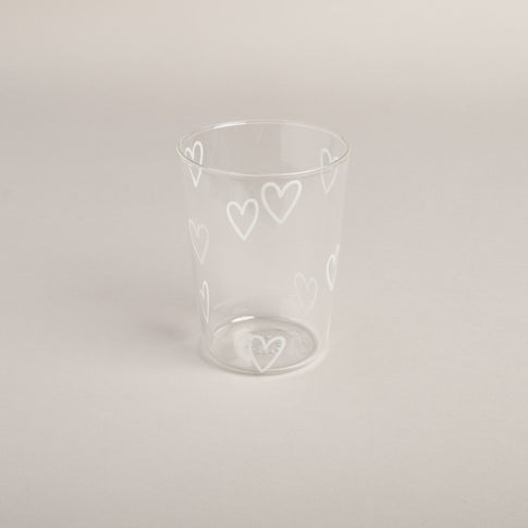 Trinkglas Herzen weiß | Eulenschnitt 