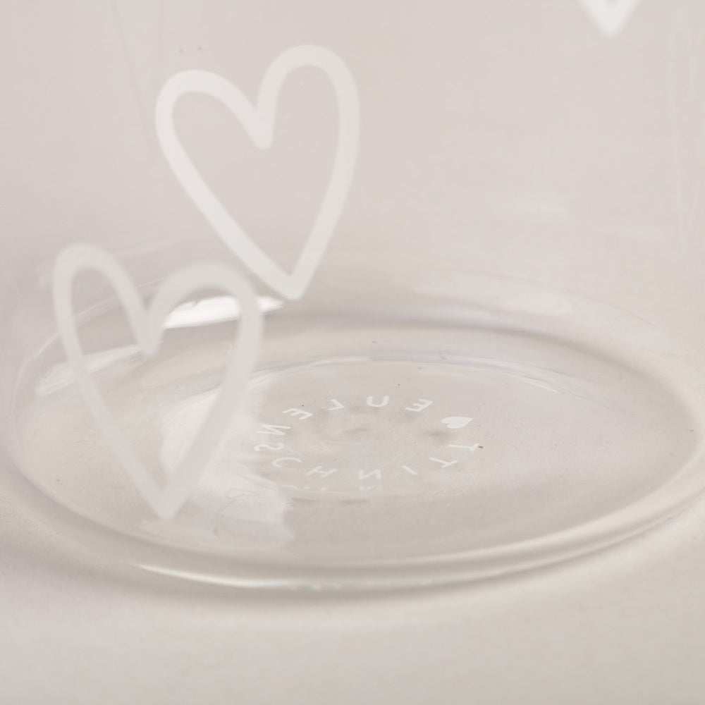 Trinkglas Herzen weiß | Eulenschnitt 