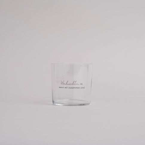 Trinkglases mit schwarzer Gravur ‚Weihnachten ist, wenn wir zusammen sind‘ – festliches Glas für die Weihnachtszeit