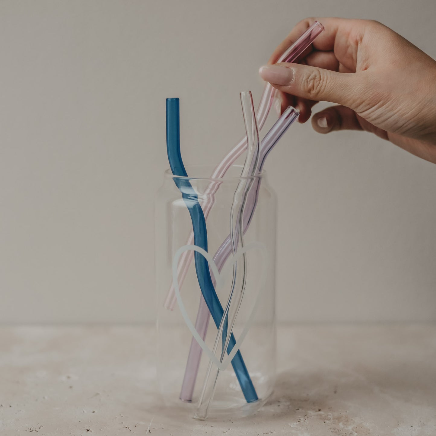 Strohhalme wellig aus Glas 20cm Rosa im 4er Set | Eulenschnitt 