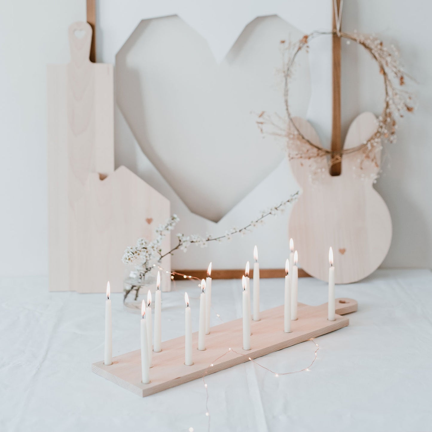 Planche à bougies en hêtre