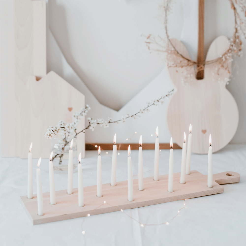 Planche à bougies en hêtre