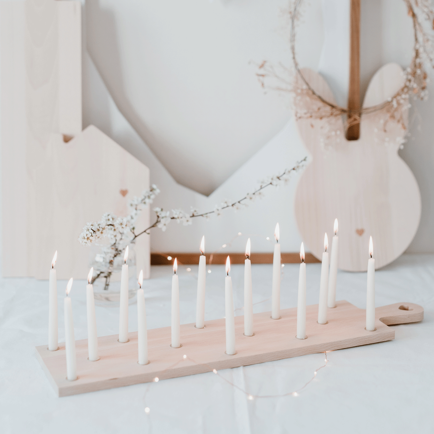 Planche à bougies en hêtre