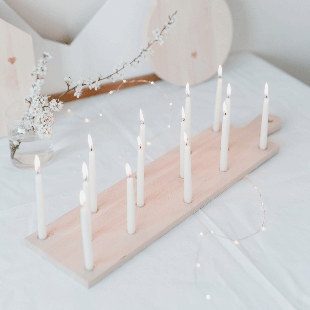 Planche à bougies en hêtre