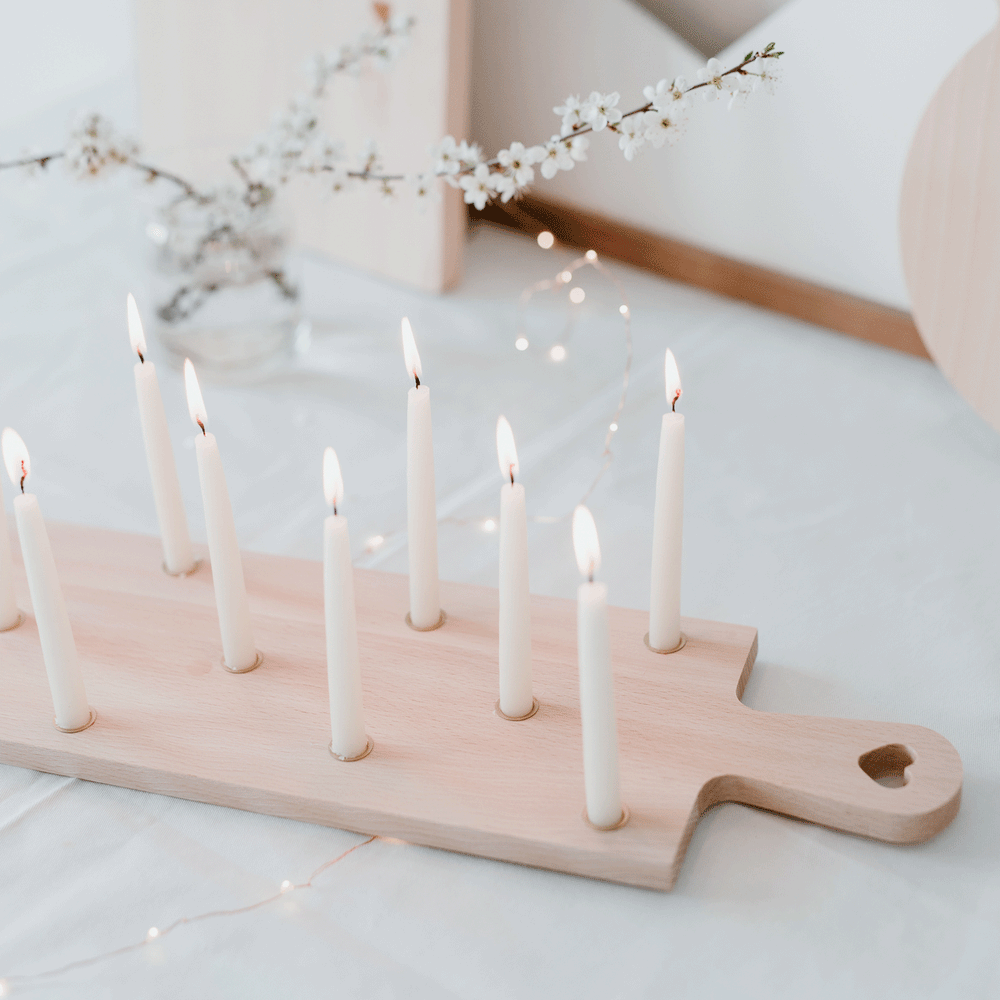 Planche à bougies en hêtre