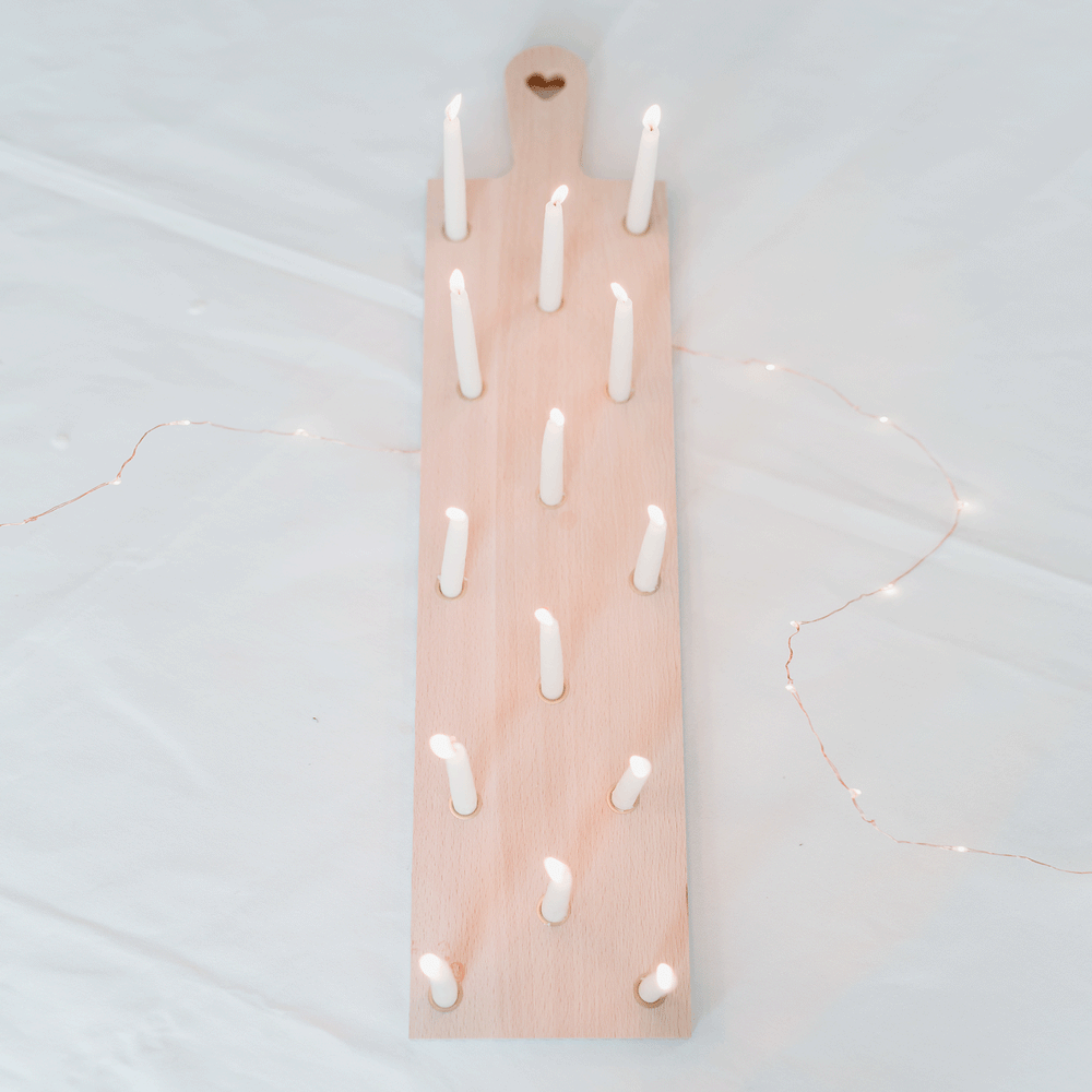Planche à bougies en hêtre