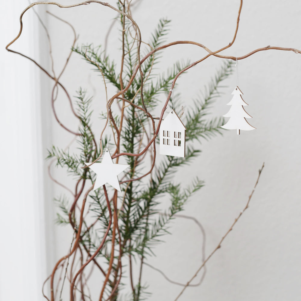 Pendentifs en bois étoile blanche en lot de 8