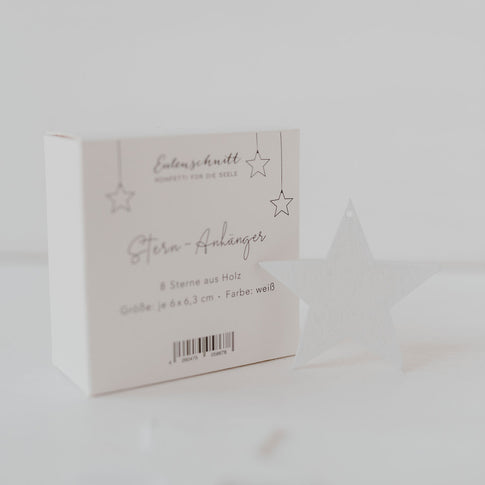Pendentifs en bois étoile blanche en lot de 8
