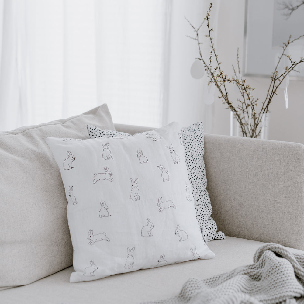 Housse de coussin lapin en lin