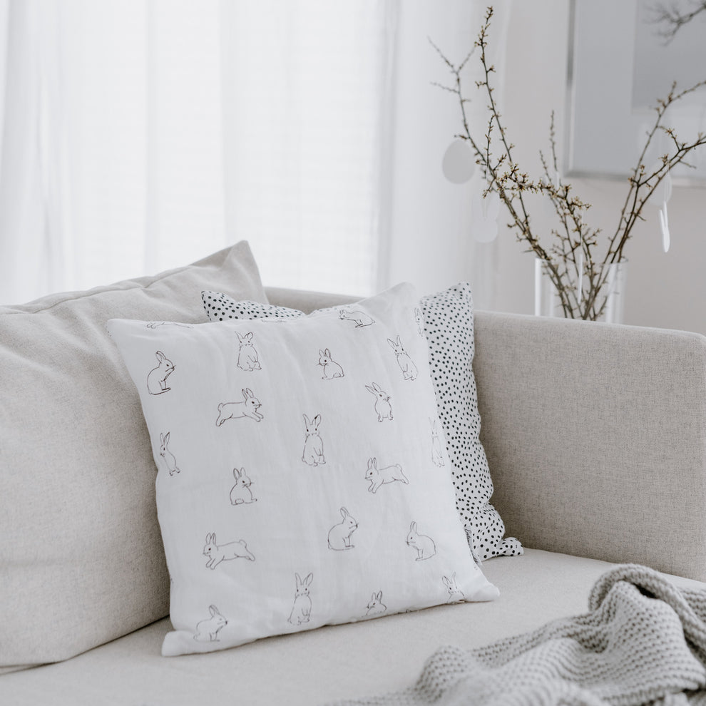 Housse de coussin lapin en lin