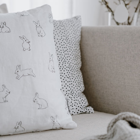Housse de coussin lapin en lin