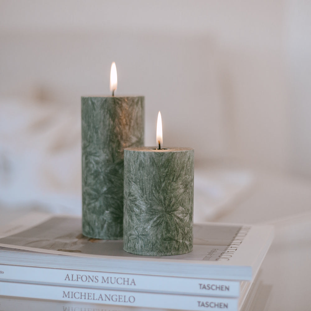 Blockkerze Olive 70x150 grün | Eulenschnitt 