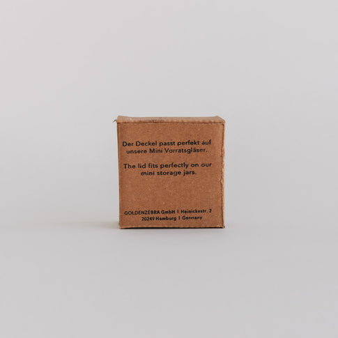 Produktverpackung (Rückseite):
Hinweis auf Rückseite der Verpackung: passend für Mini-Vorratsgläser.