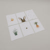 Set aus sechs Aquarellkarten mit Oster-Motiven auf hellem Hintergrund.