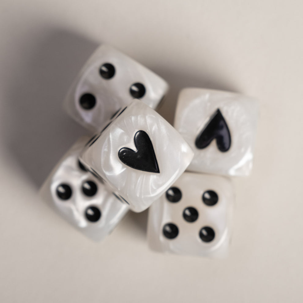 Würfelset Perlmutt Schwarz | Eulenschnitt 