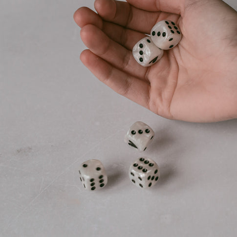 Würfelset Perlmutt Schwarz | Eulenschnitt 