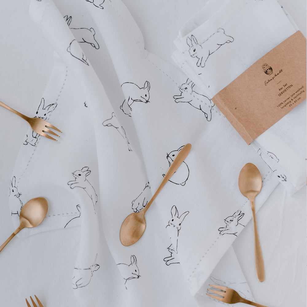 Serviettes en lin lapin lot de 4