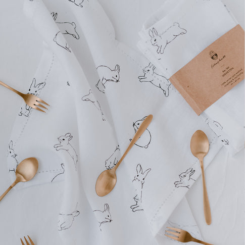 Serviettes en lin lapin lot de 4