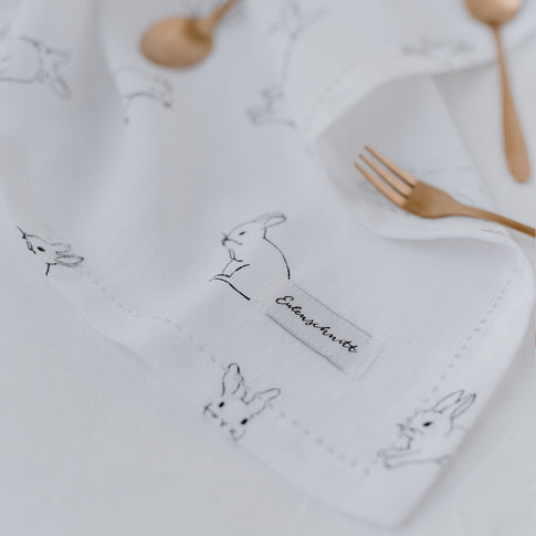 Serviettes en lin lapin lot de 4