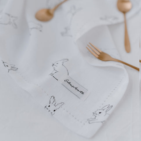 Serviettes en lin lapin lot de 4