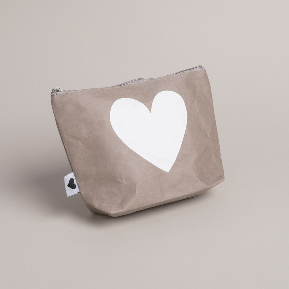 Kosmetiktasche Herz grau | Eulenschnitt 