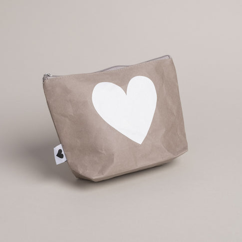 Kosmetiktasche Herz grau | Eulenschnitt 