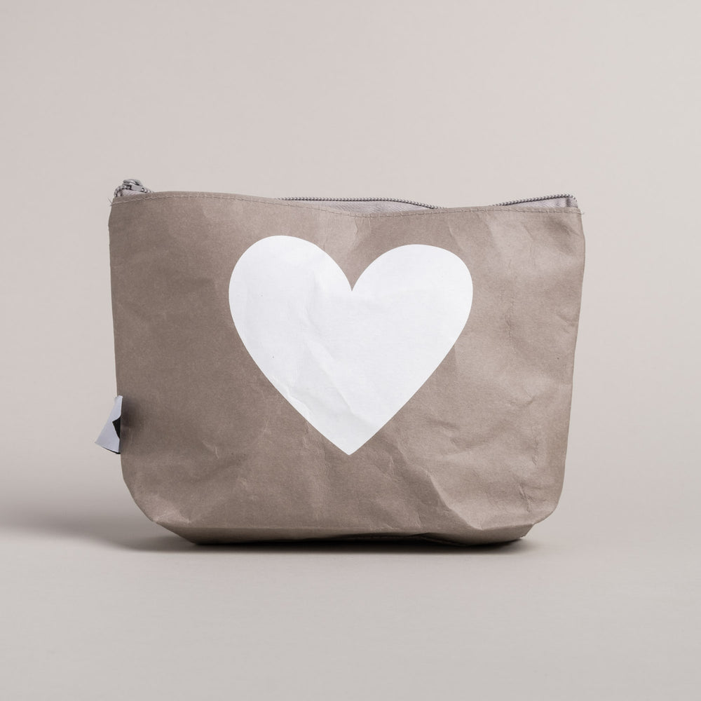 Kosmetiktasche Herz grau | Eulenschnitt 