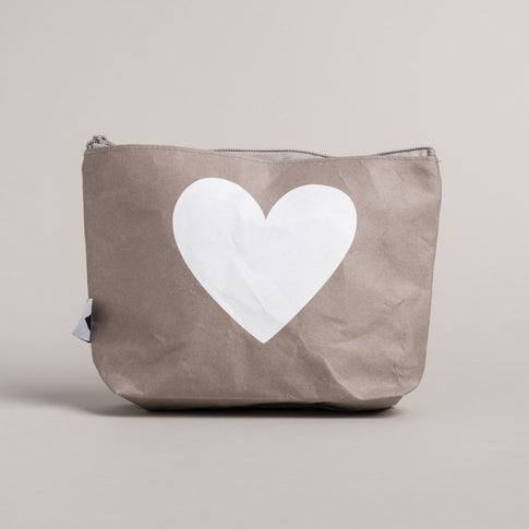Kosmetiktasche Herz grau | Eulenschnitt 