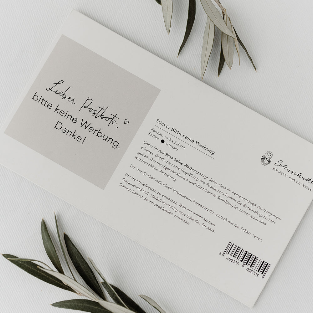 Autocollant Bitte keine Werbung Noir