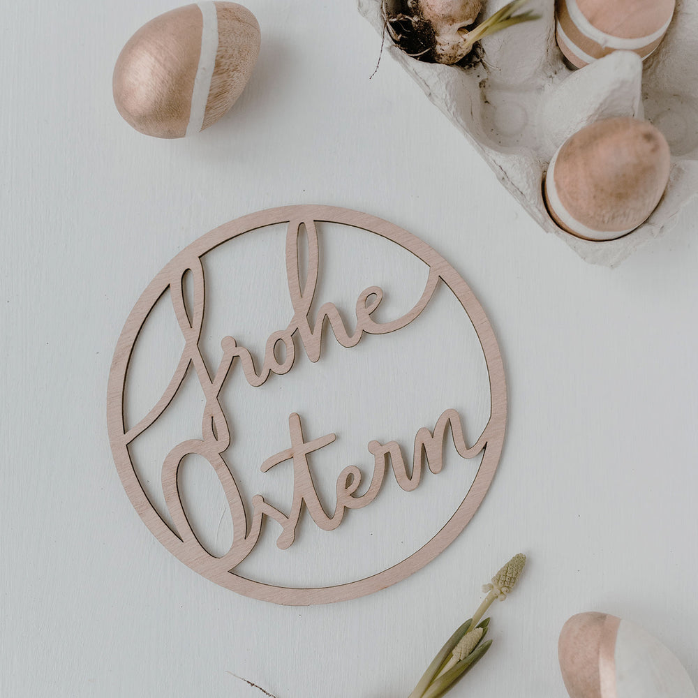 Couronne en bois Frohe Ostern
