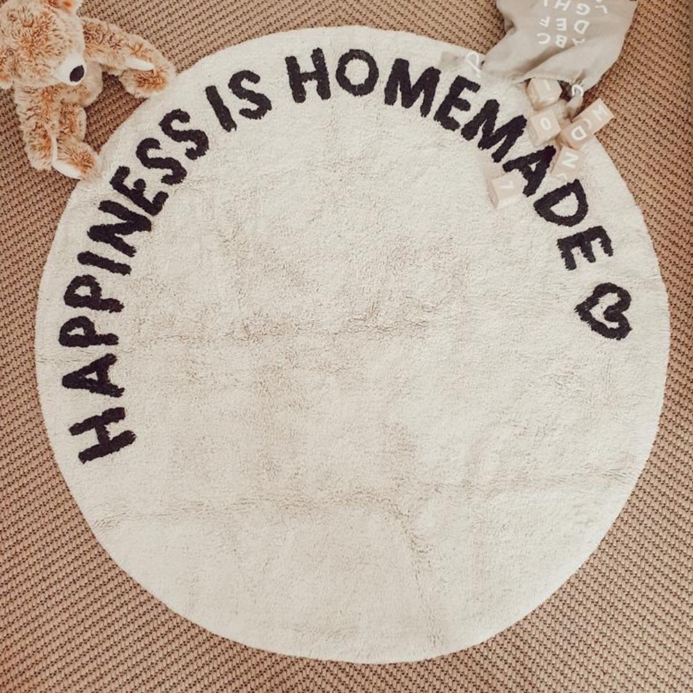 Tapis tissé rond Happiness