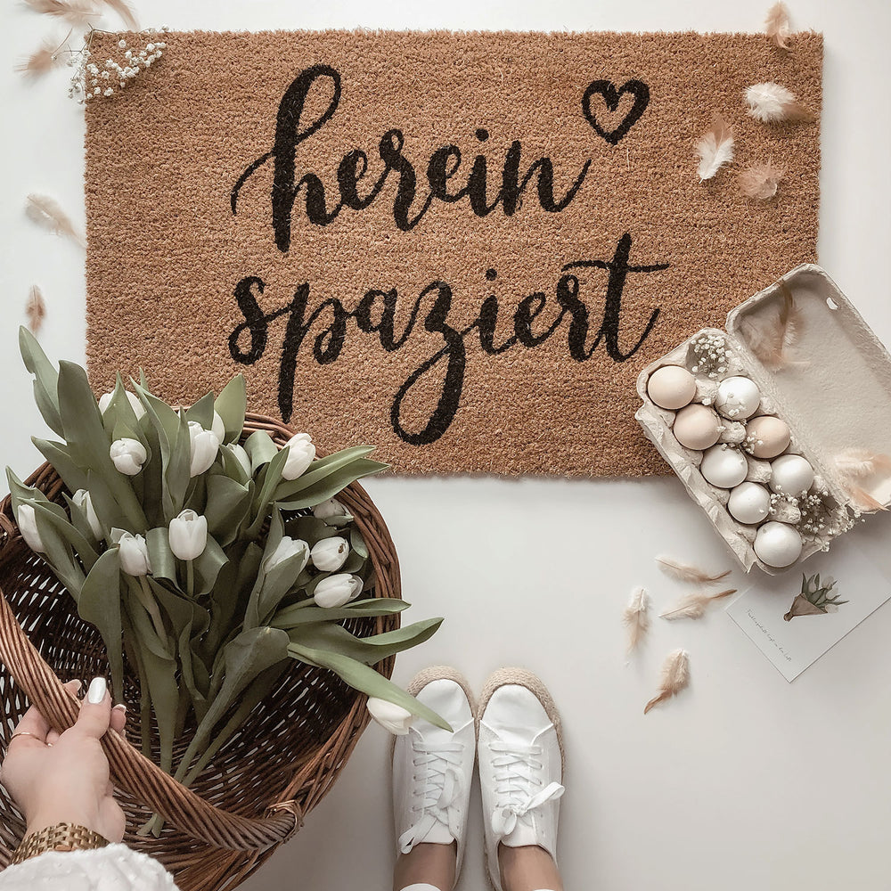 Kokos Fußmatte Hereinspaziert | Eulenschnitt 