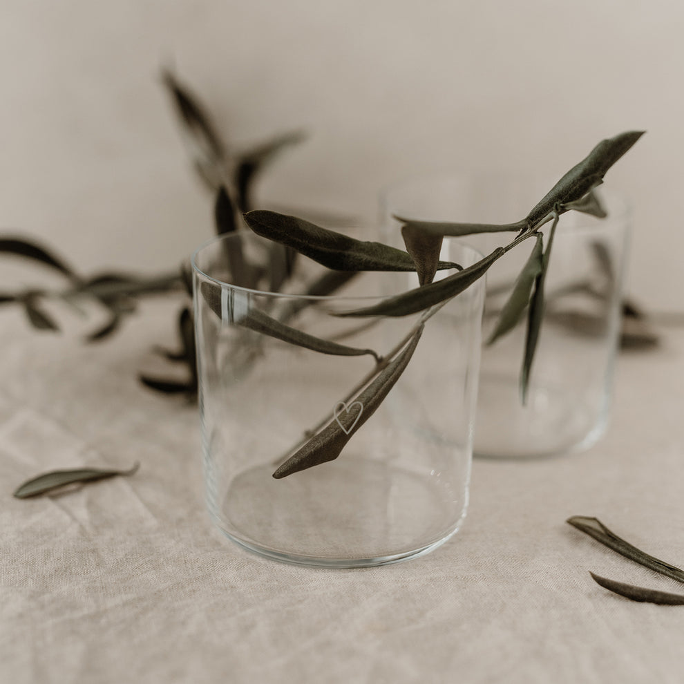 Verres à eau en lot de 2 coeur blanc