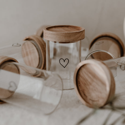 Mini Vorratsgläser Herz schwarz im 6er Set