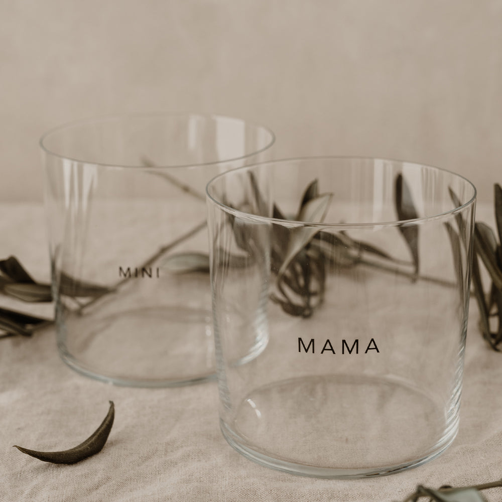 Verres à eau Mama & Mini noir en lot de 2