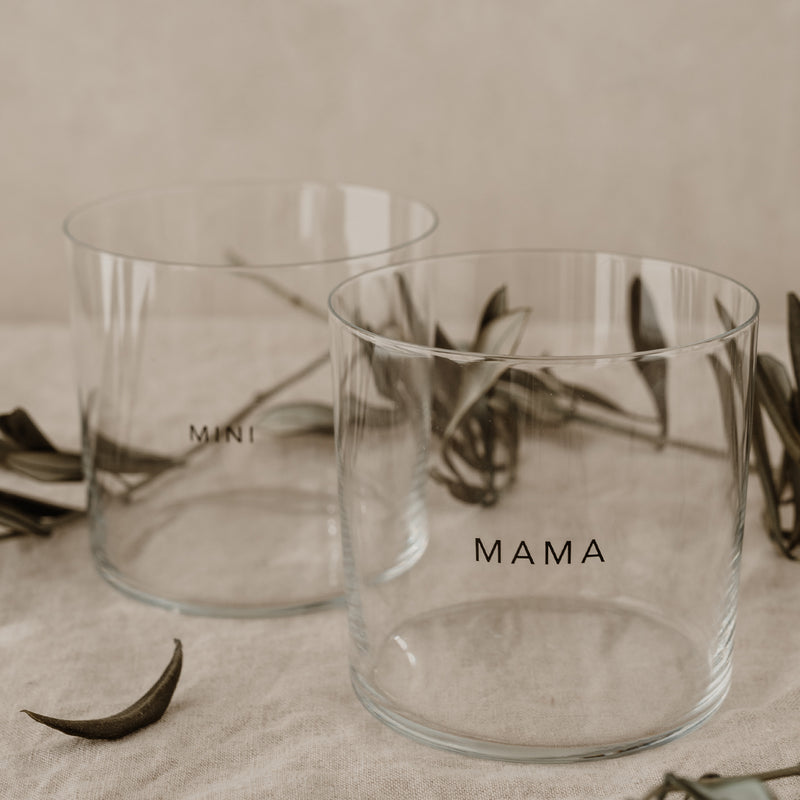 Trinkglas im 2er Set Mama & Mini schwarz