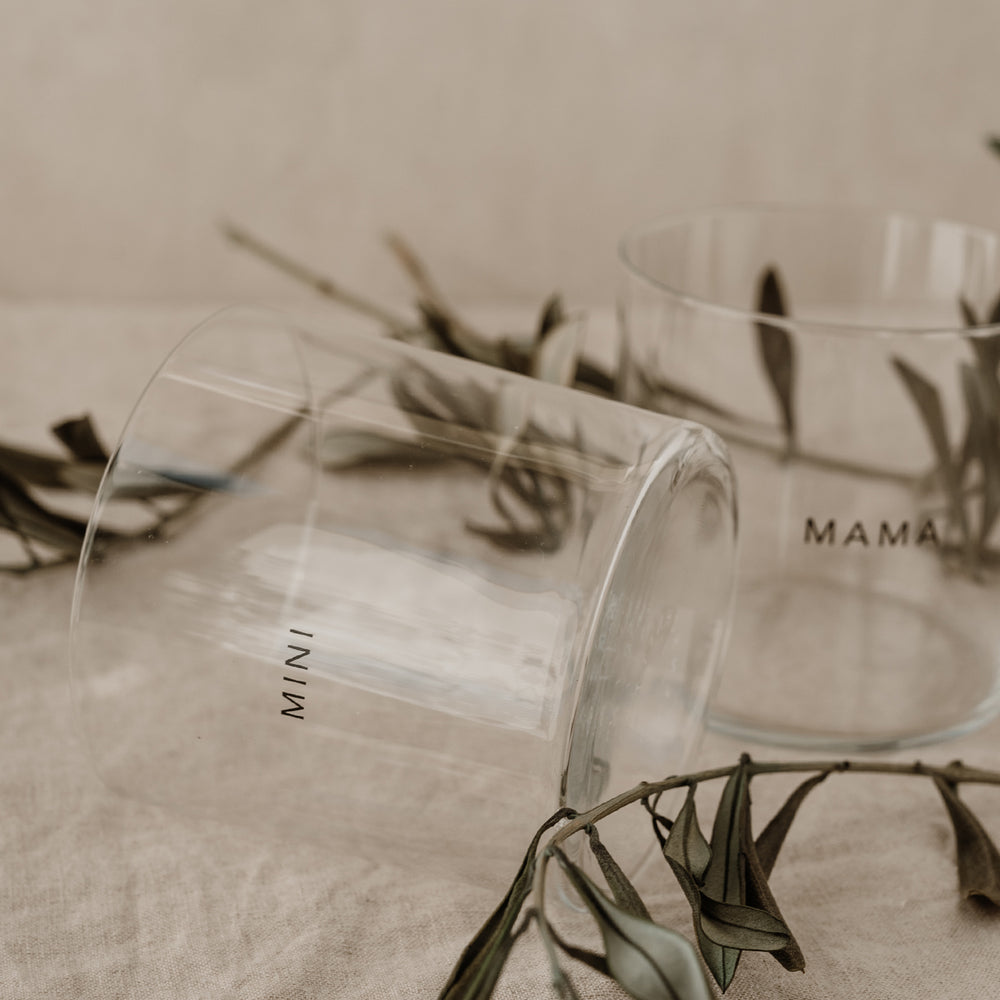 Verres à eau Mama & Mini noir en lot de 2