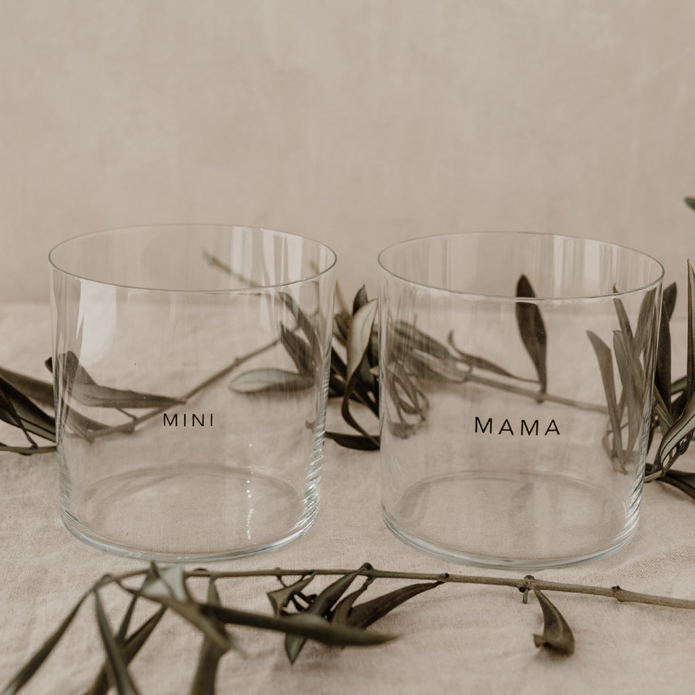 Verres à eau Mama & Mini noir en lot de 2